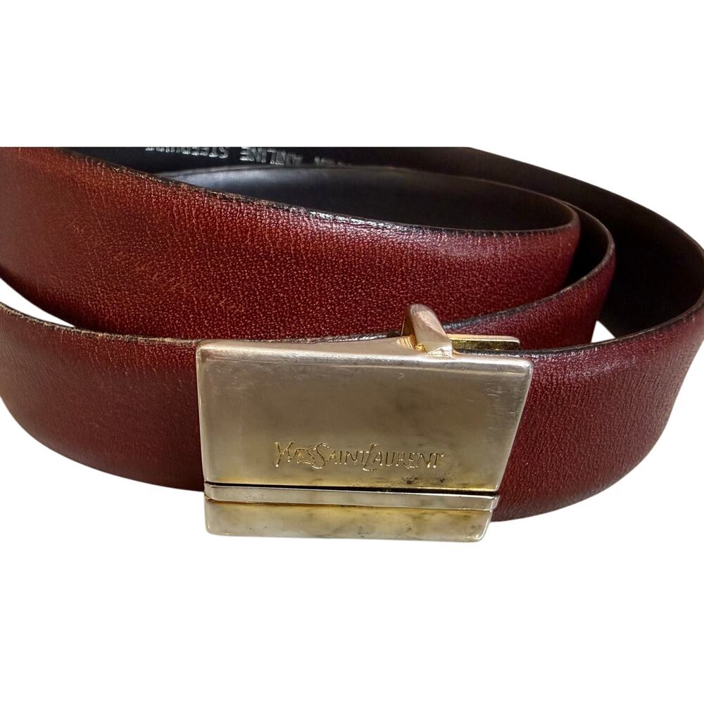 Vintage YSL Yves Saint Laurent Logo Belt Buckle Gold Tone